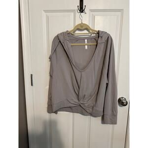 Fabletics Sydney Twist Front Scoop Neck Drawstring Women's Hoodie XXL Haze Gray